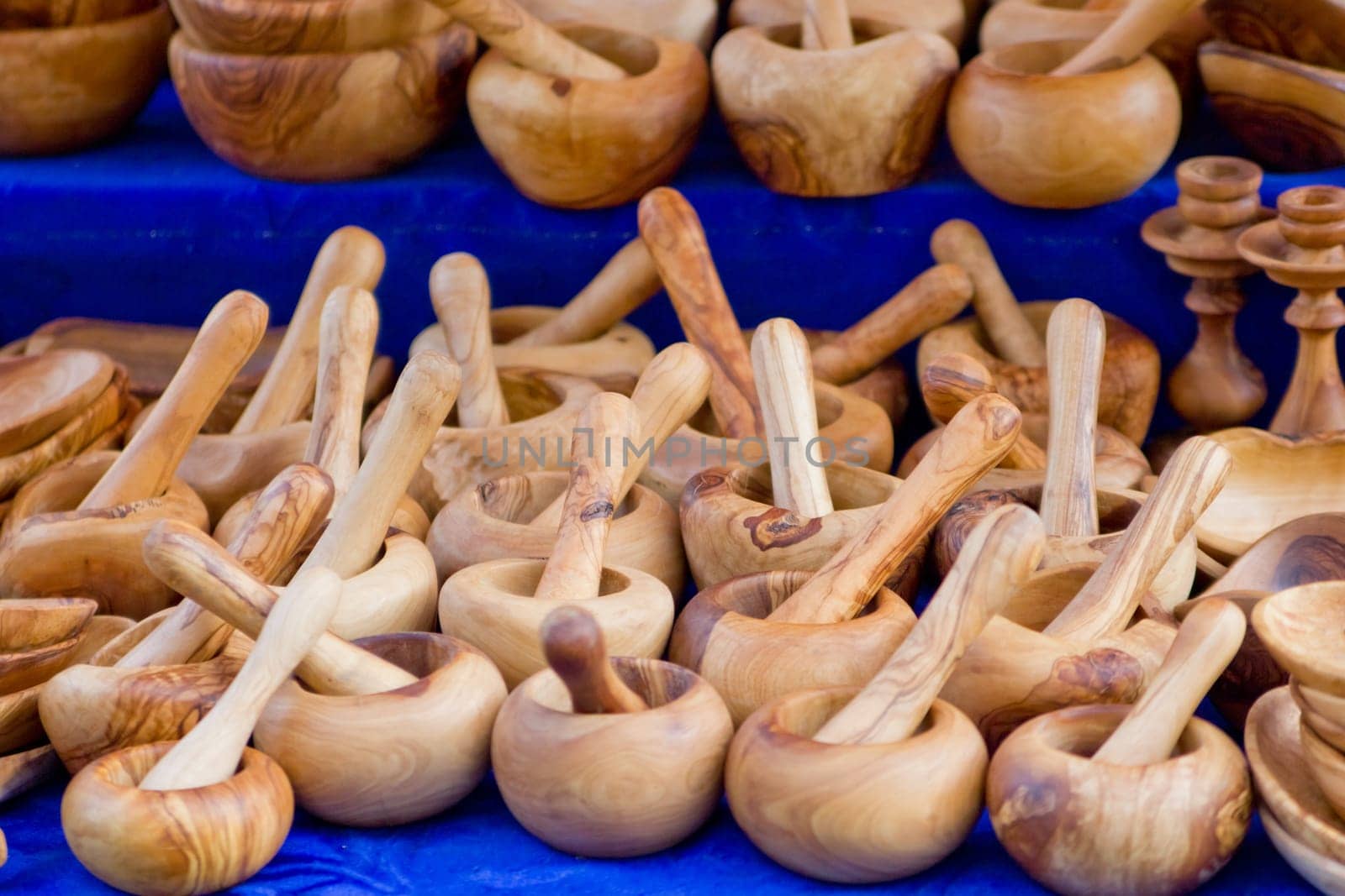 assortment of wooden spoons .