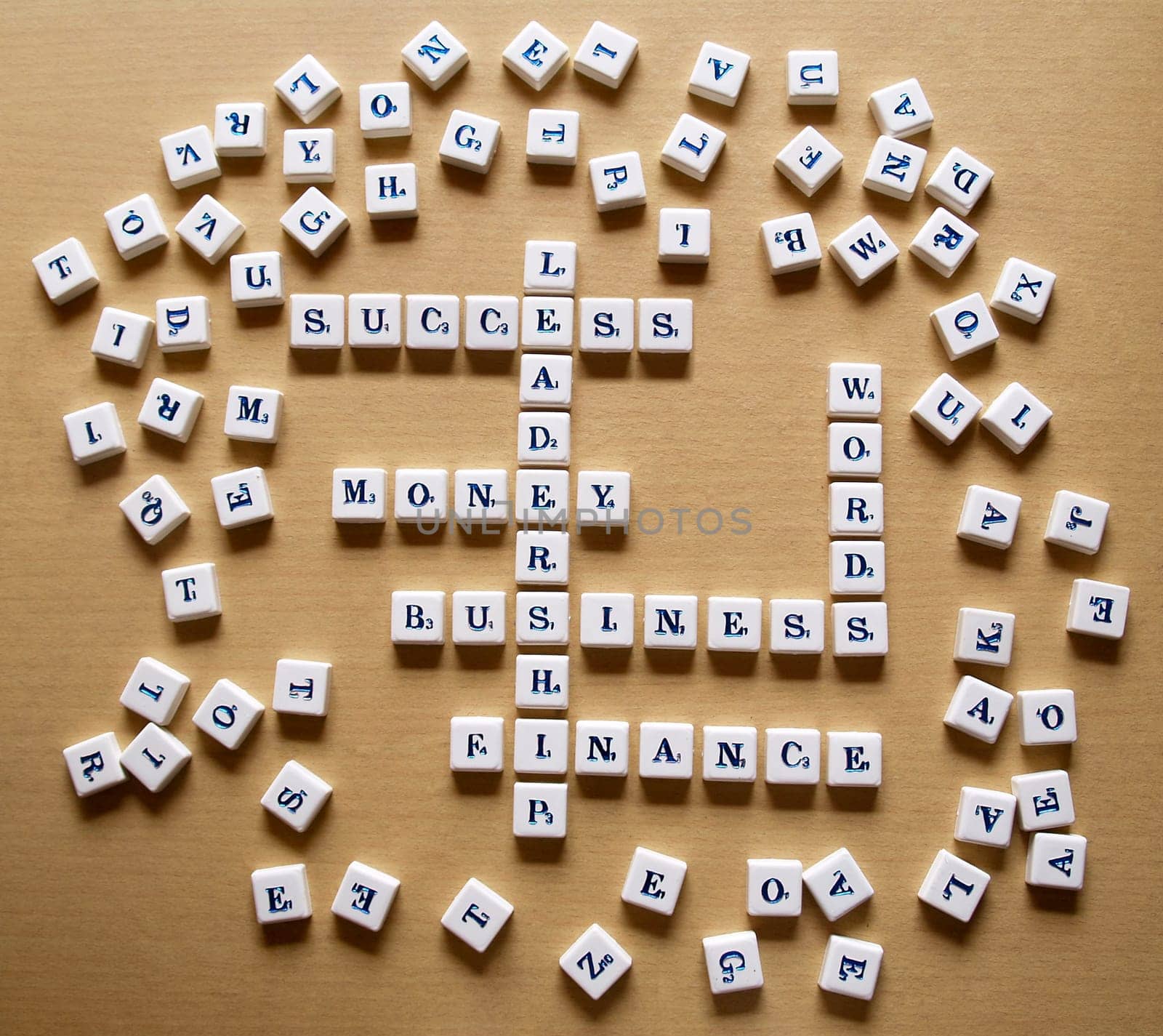 Career related word made of scrabble letter. Isolated on wood background.