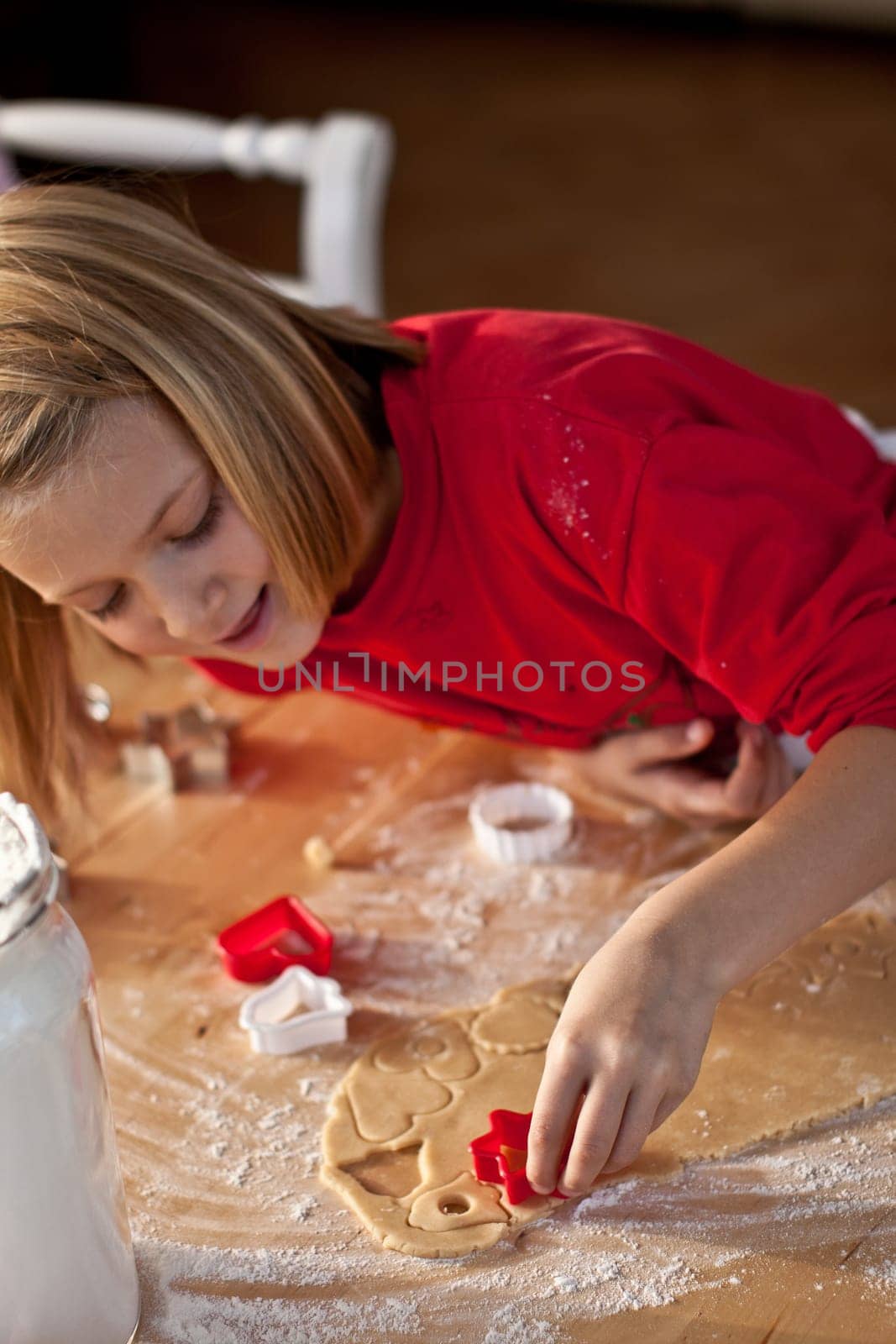 Girl bakes cookies