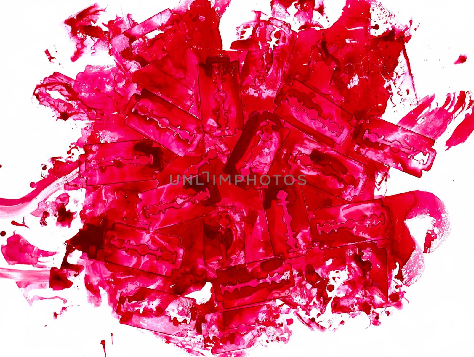 Abstract image of the razor blades in the blood