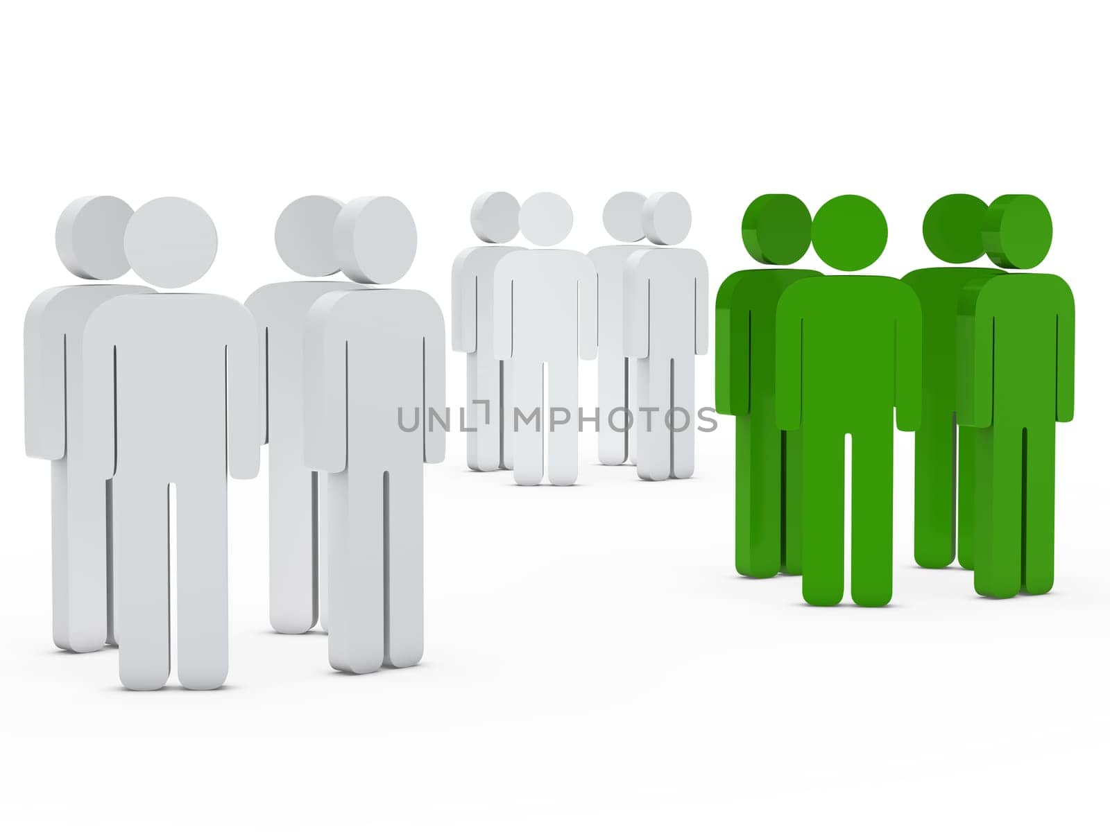 3d business team people group white green