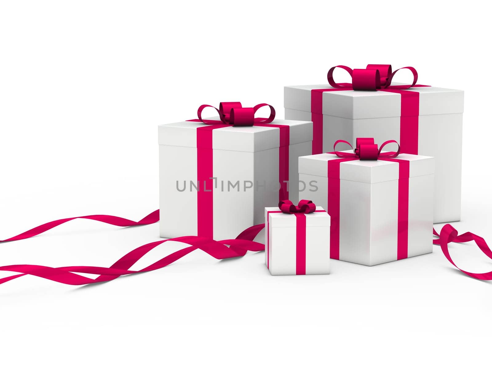 3d gift box white with pink ribbon