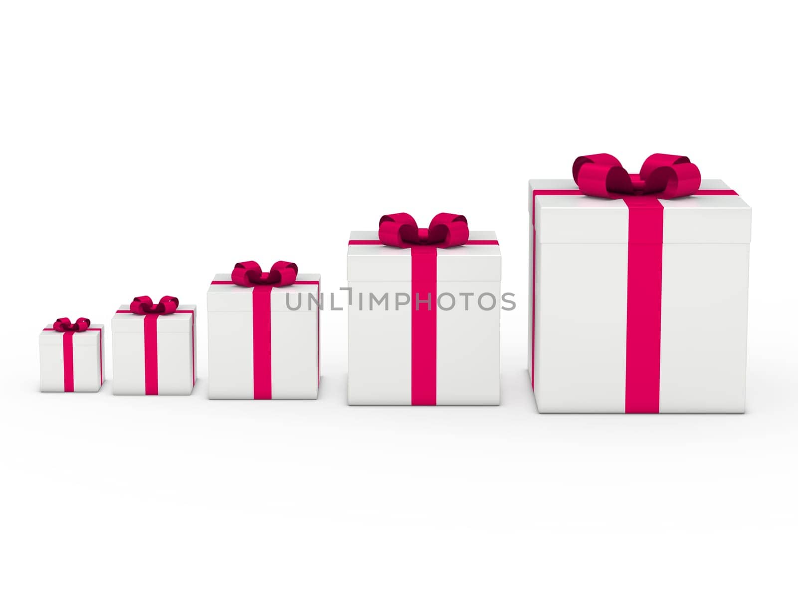 3d gift box white with pink ribbon