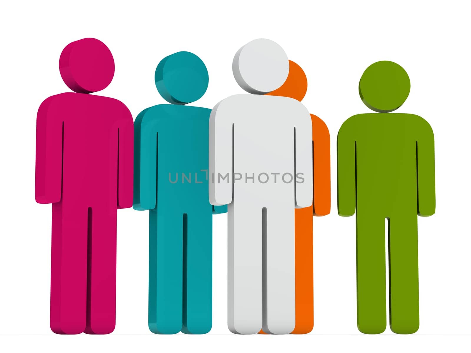 3d leadership white with colorful team group