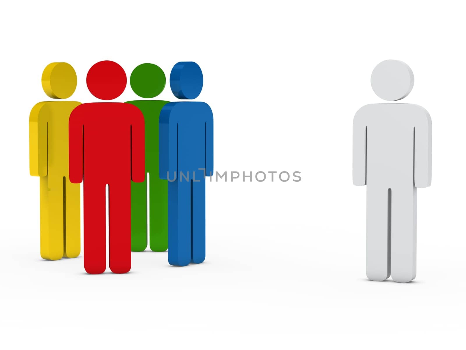 3d business team people colorful with leader