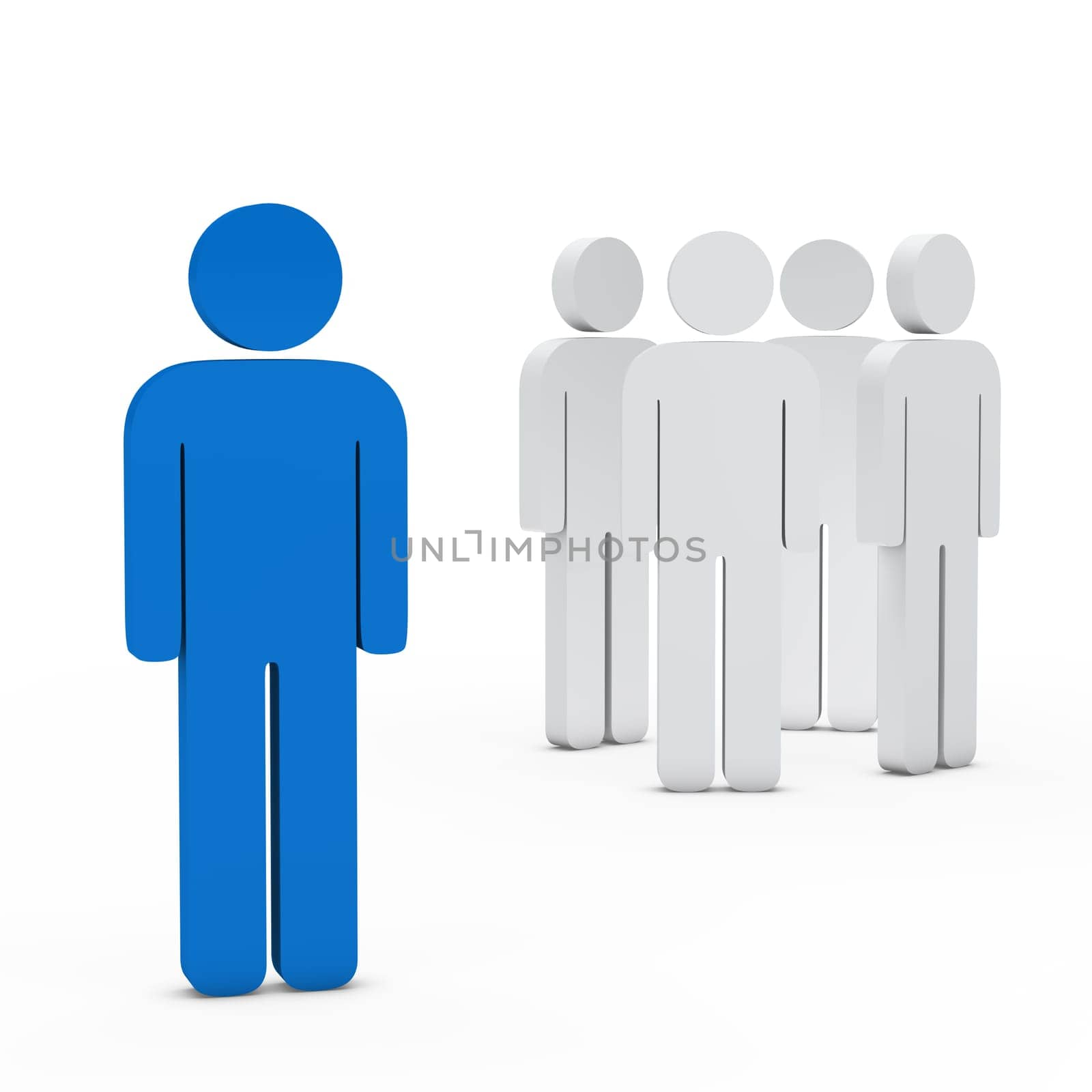 3d business team white success leader blue