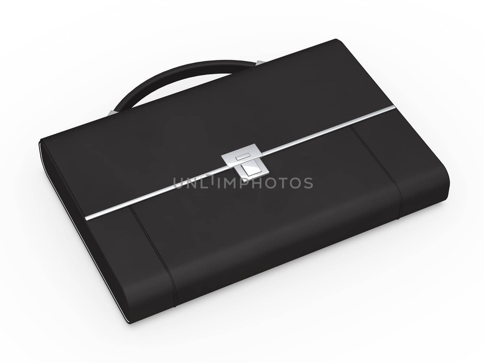 3d business bag briefcase black and chrome