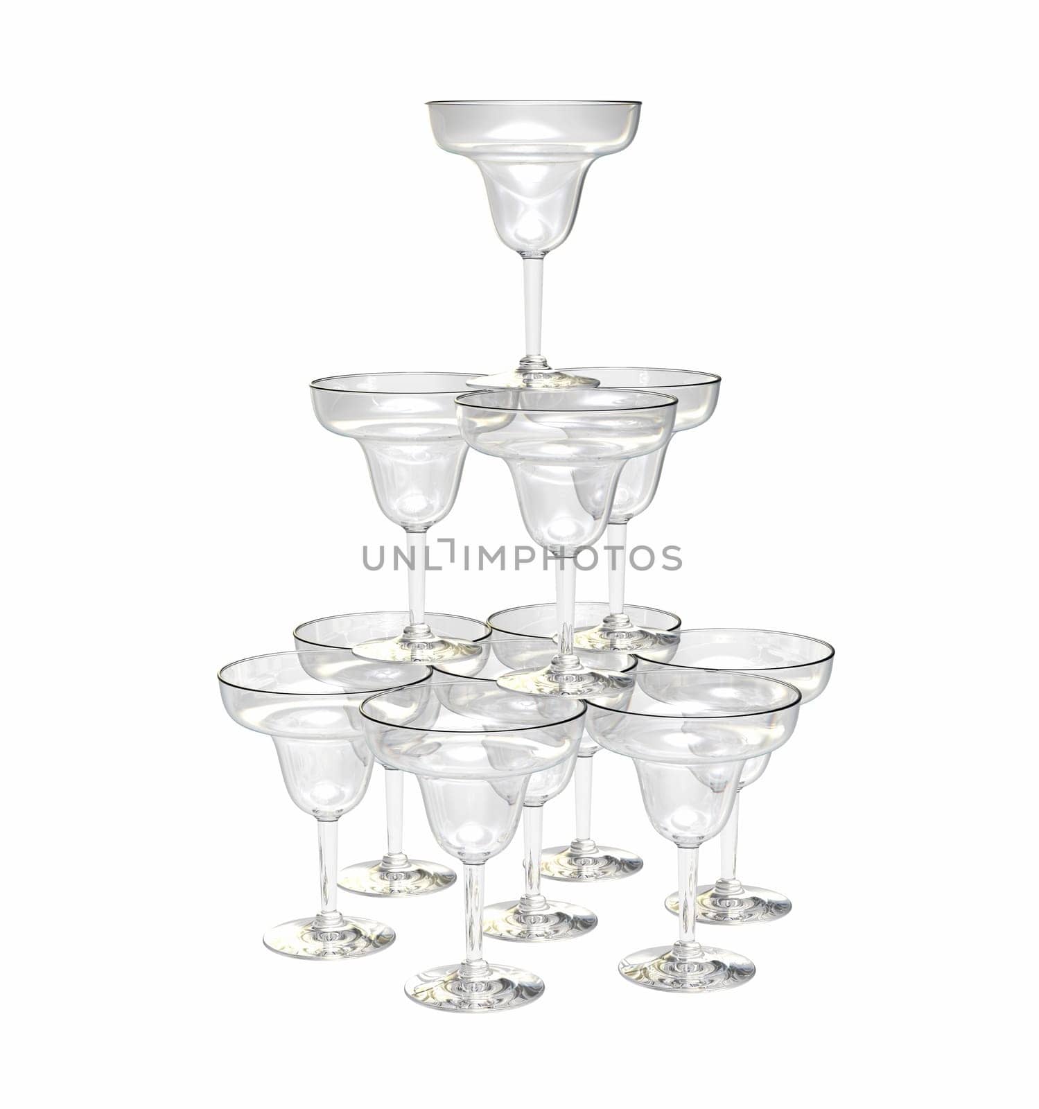 Pyramid of glasses isolated on white