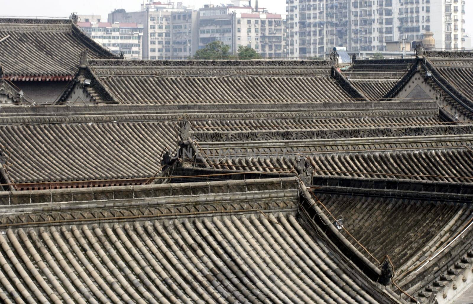 Xian Old Town,view over the rooftops