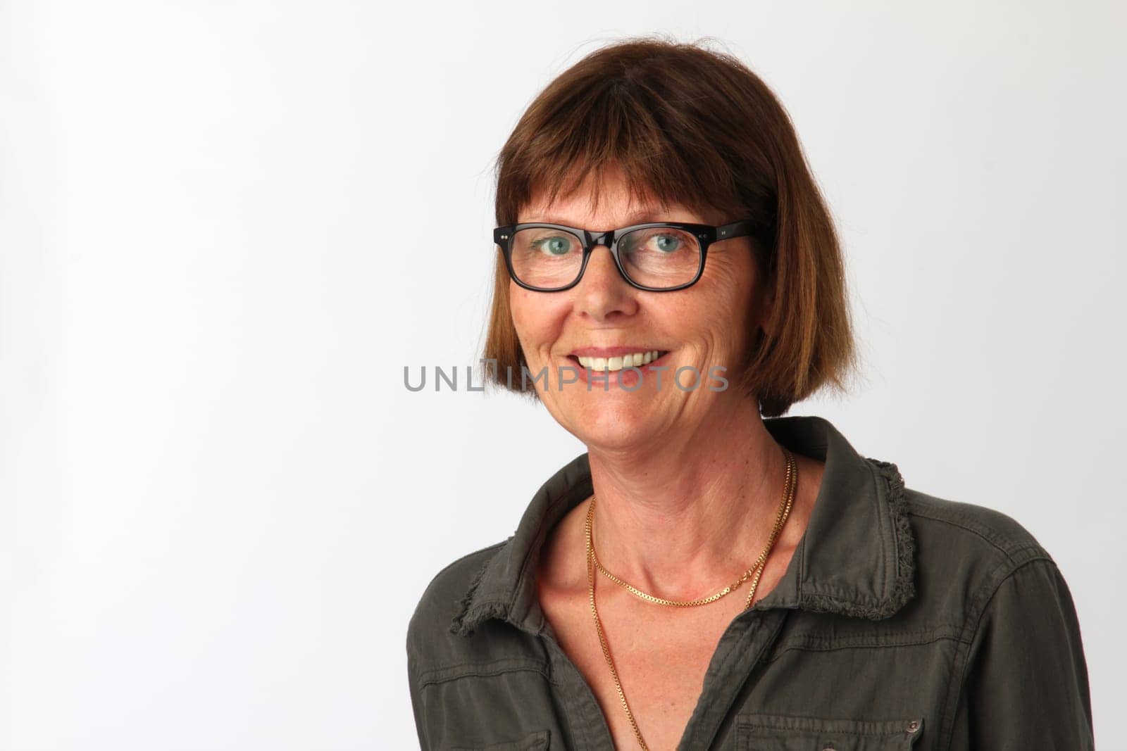 60 year old woman with glasses