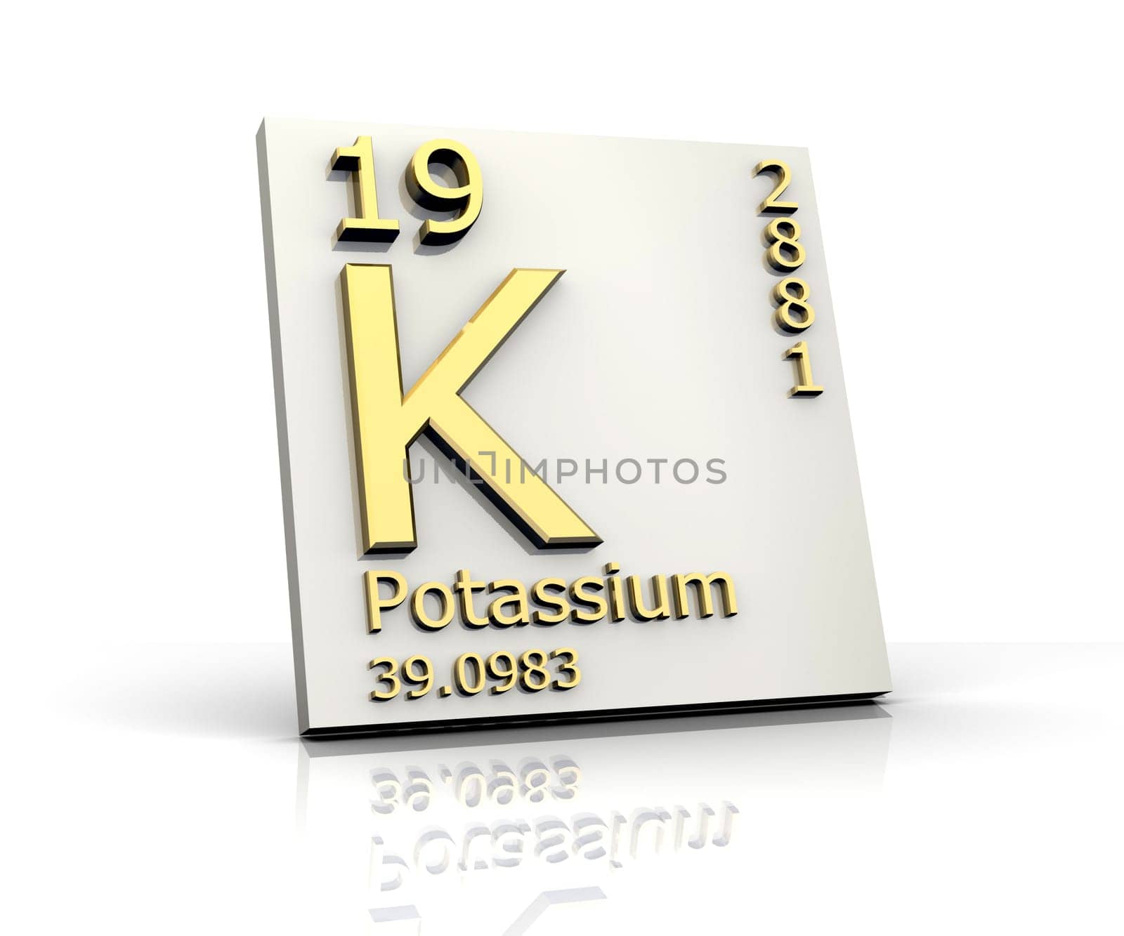 Potassium form Periodic Table of Elements - 3d made