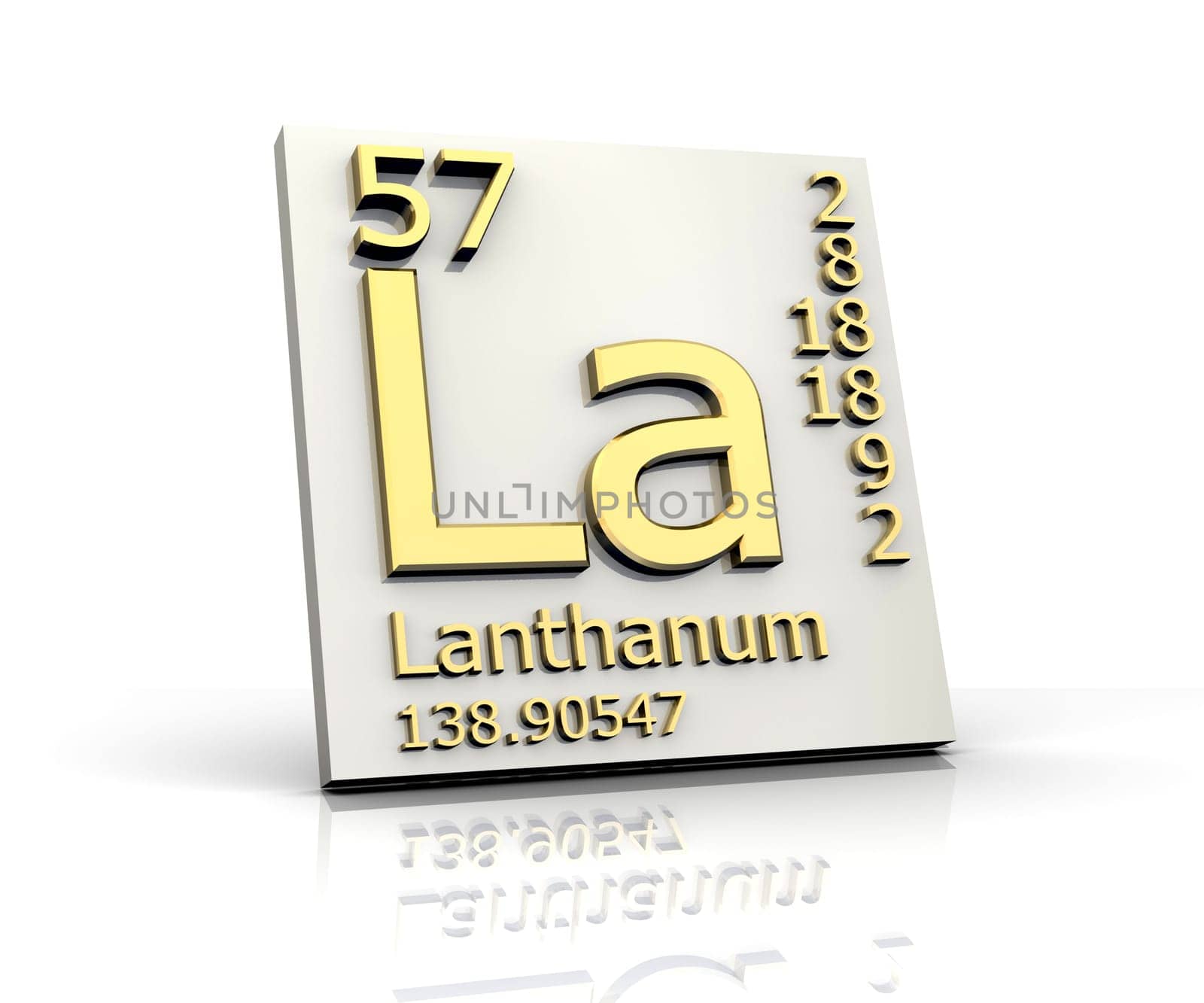 Lanthanum form Periodic Table of Elements - 3d made