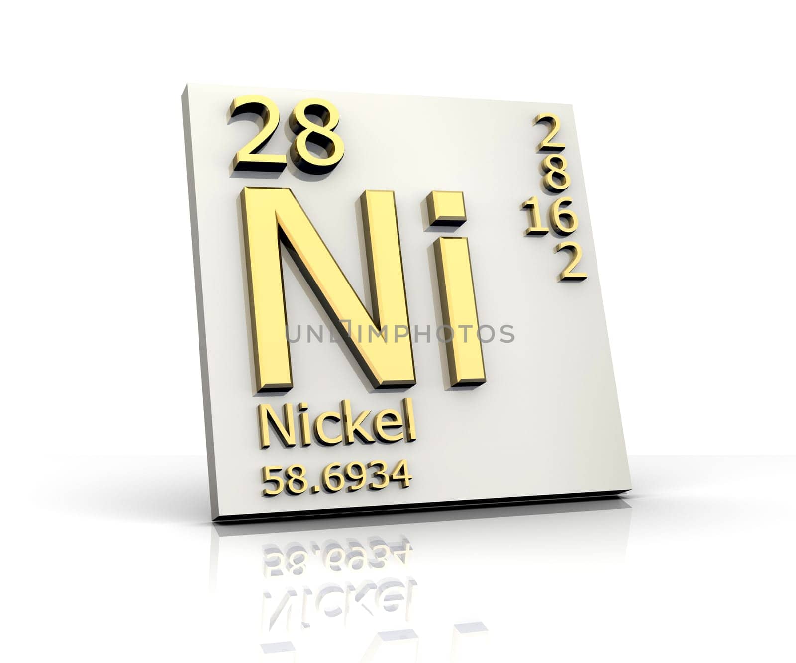 Nickel form Periodic Table of Elements - 3d made