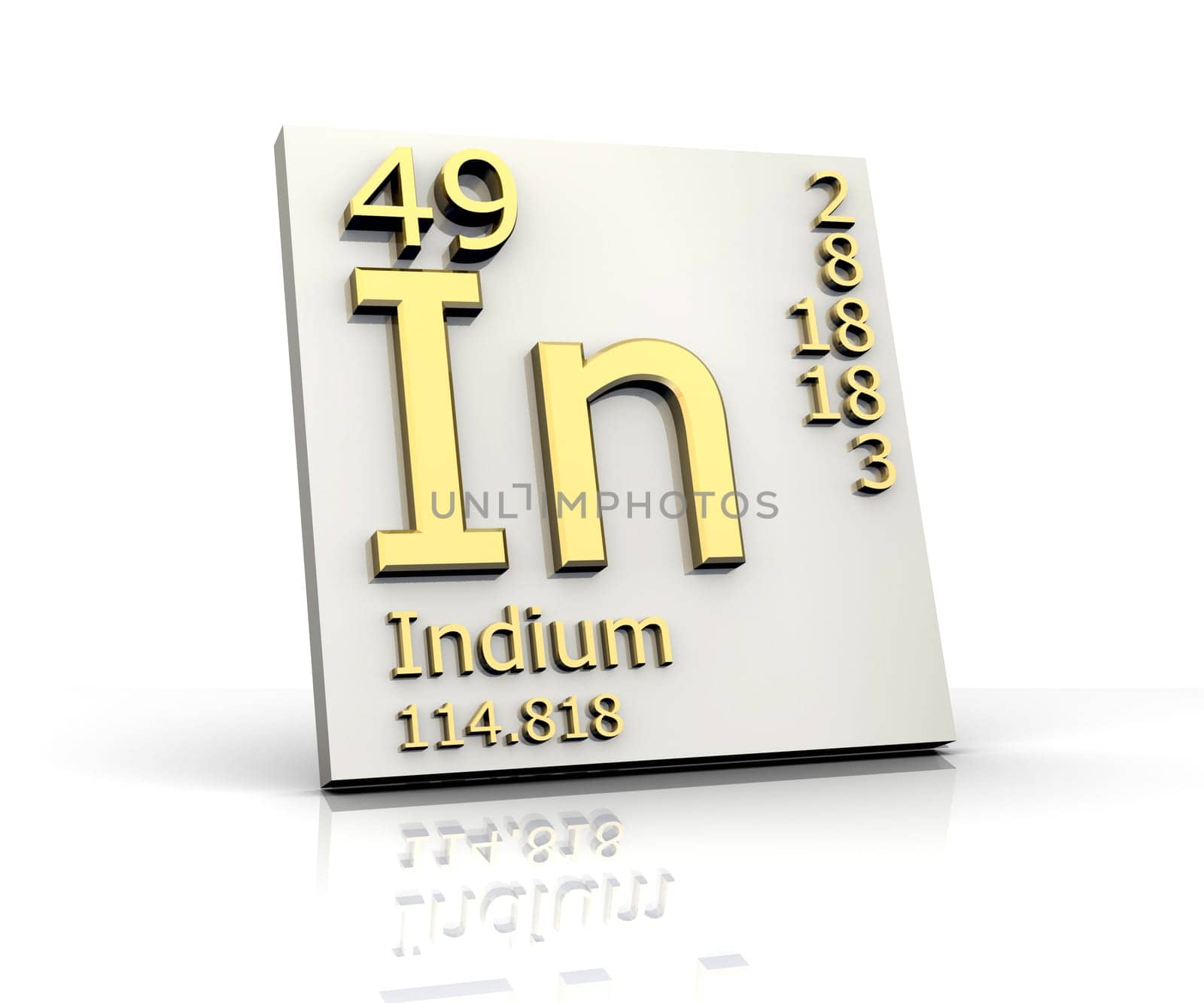 Indium form Periodic Table of Elements - 3d made