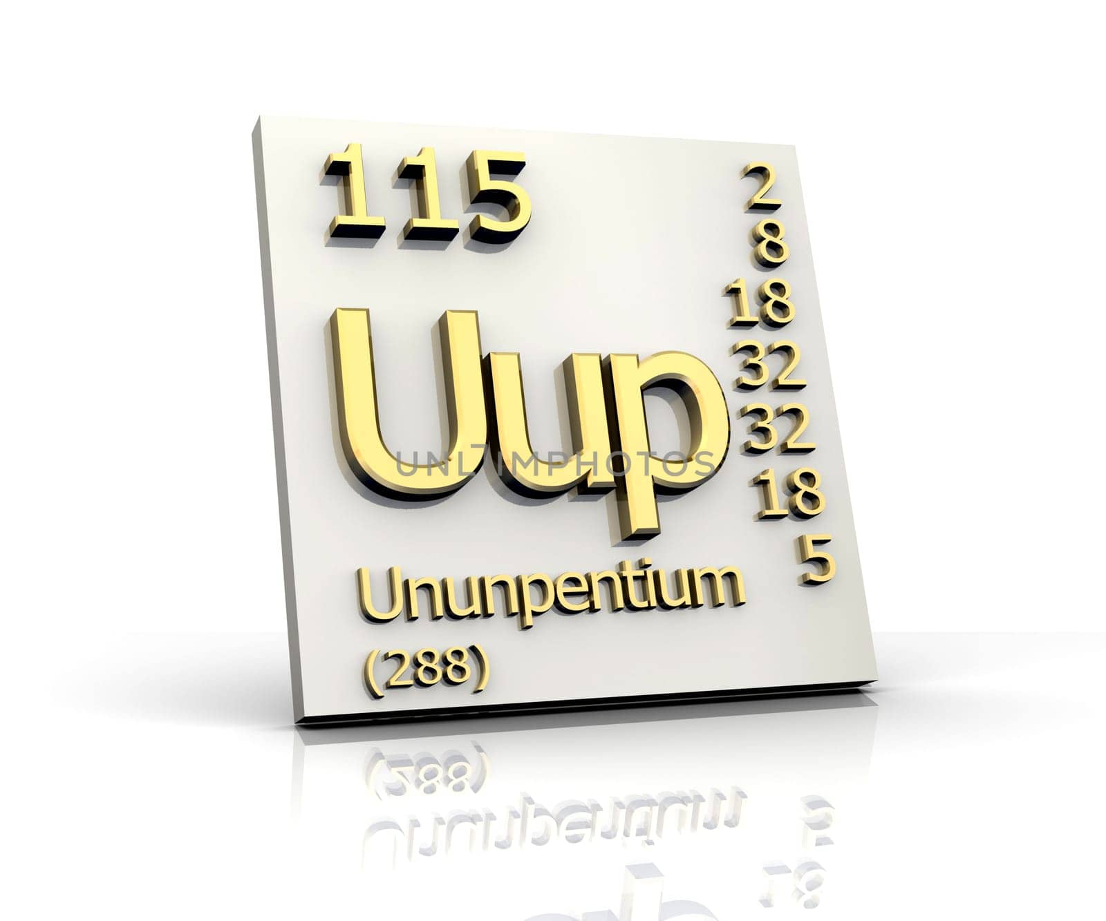 Ununpentium Periodic Table of Elements - 3d made