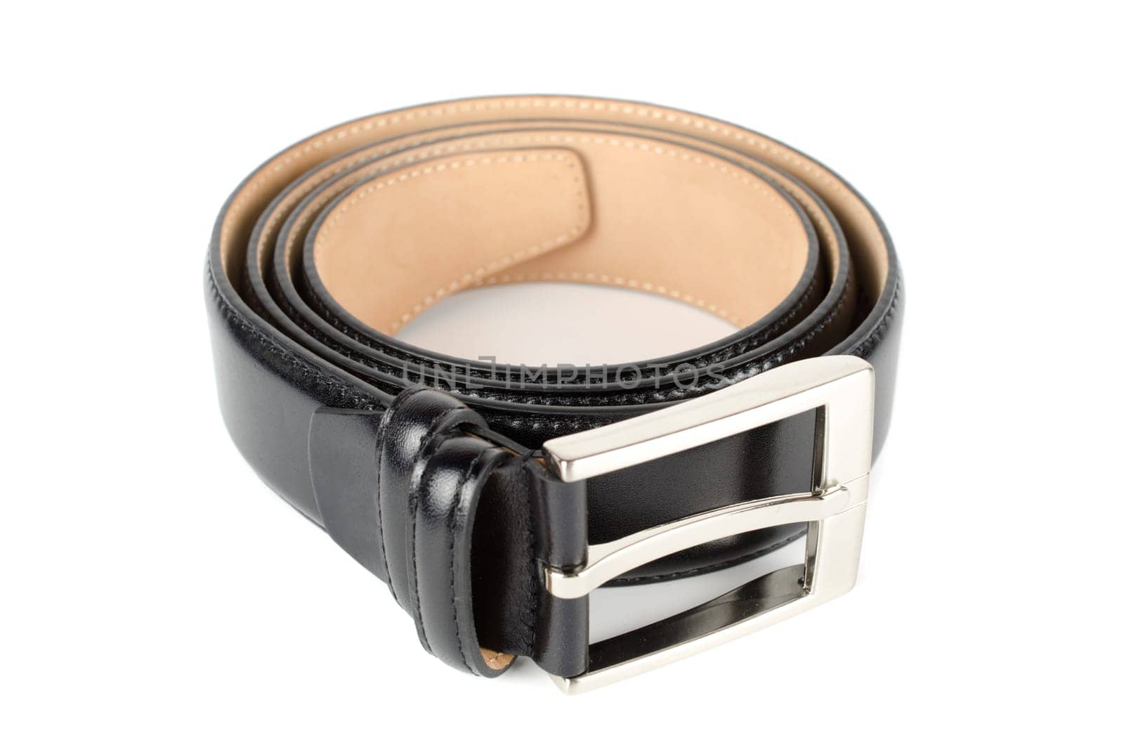 Men&#039 s leather belt on a white background