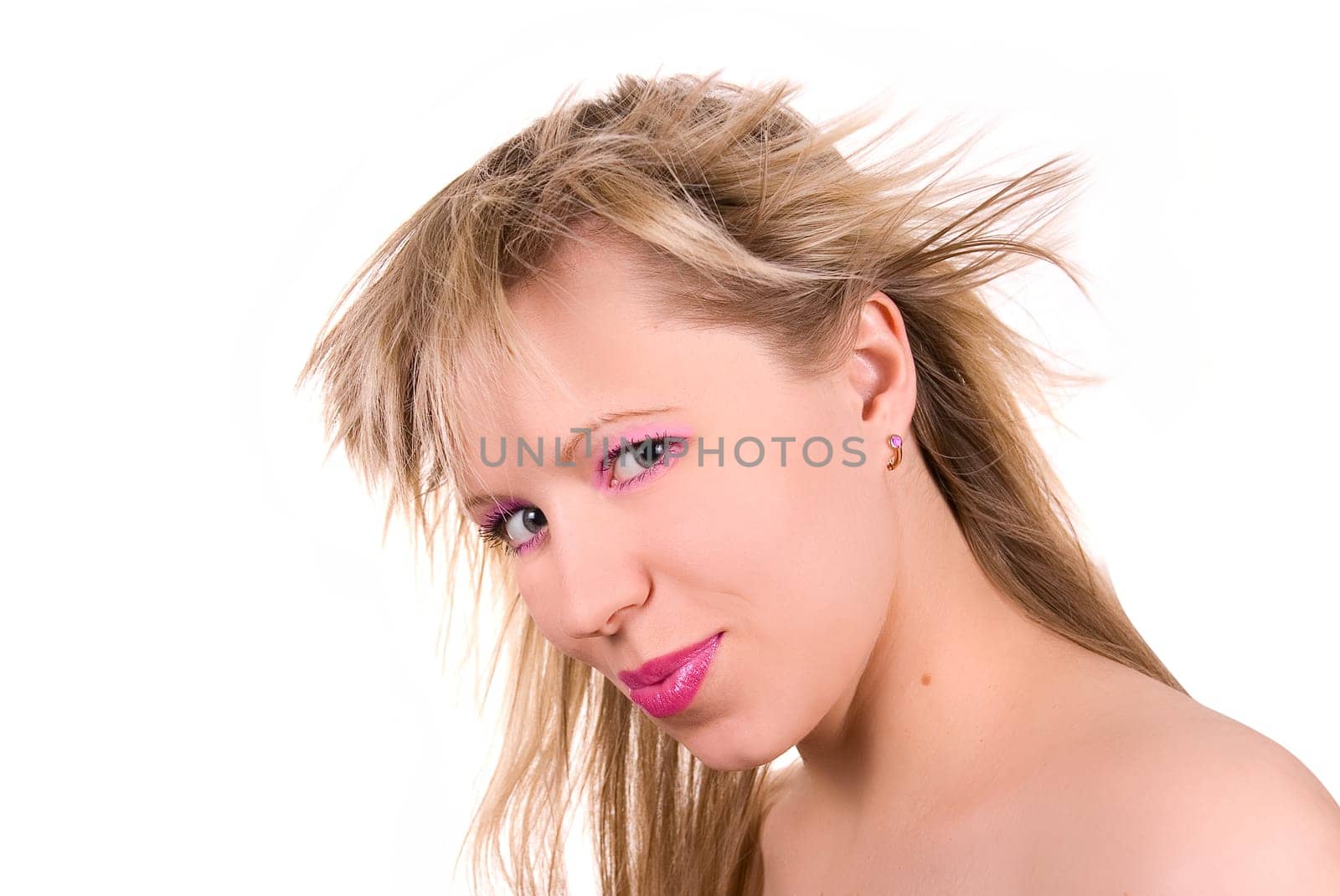 Sexy blonde girl isolate on white
