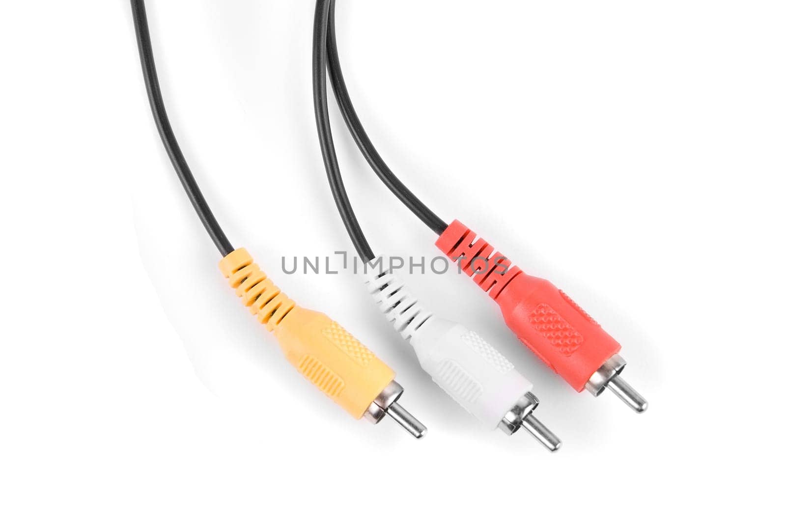 Color Audio cable on white background