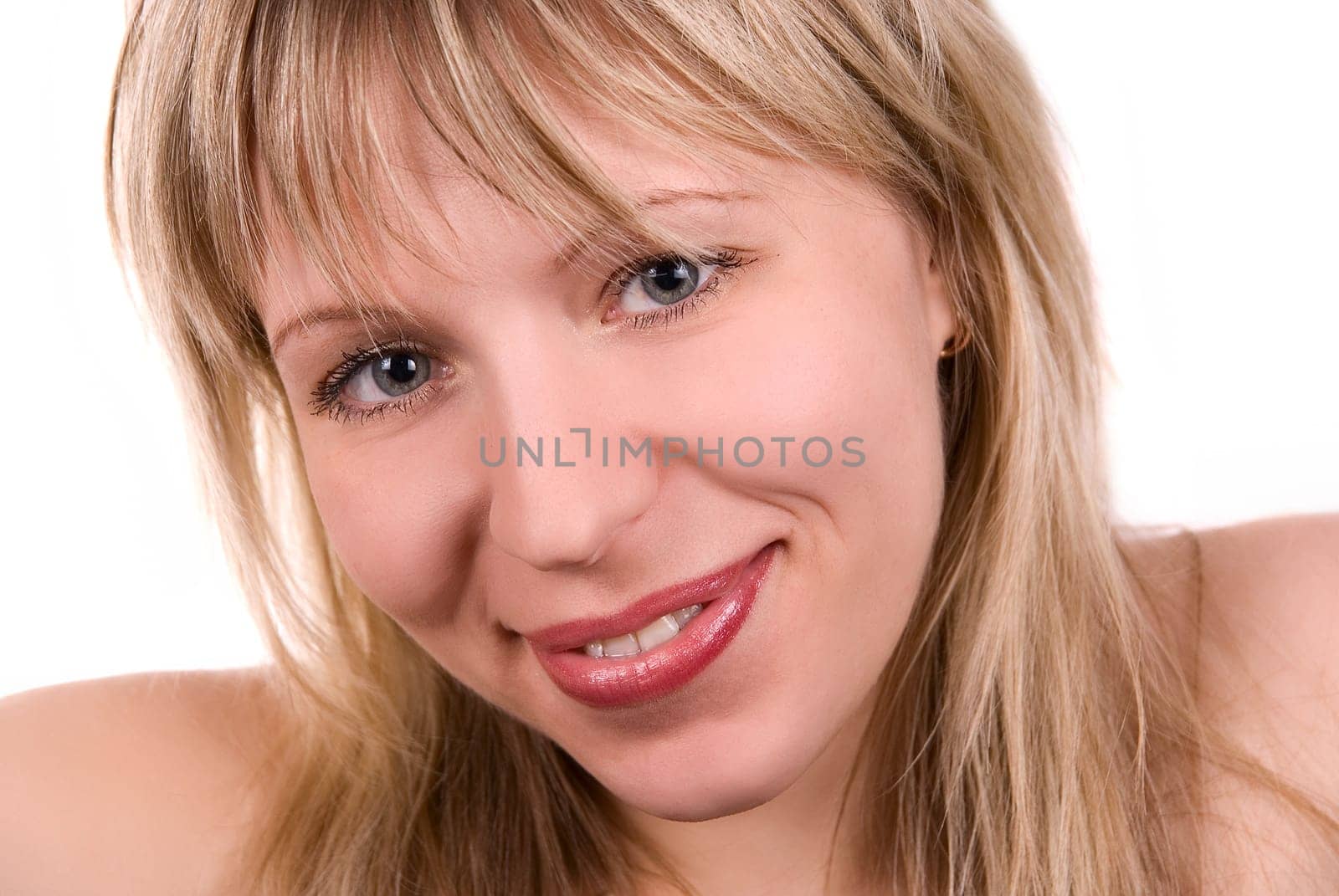 lovely blonde girl isolate on white