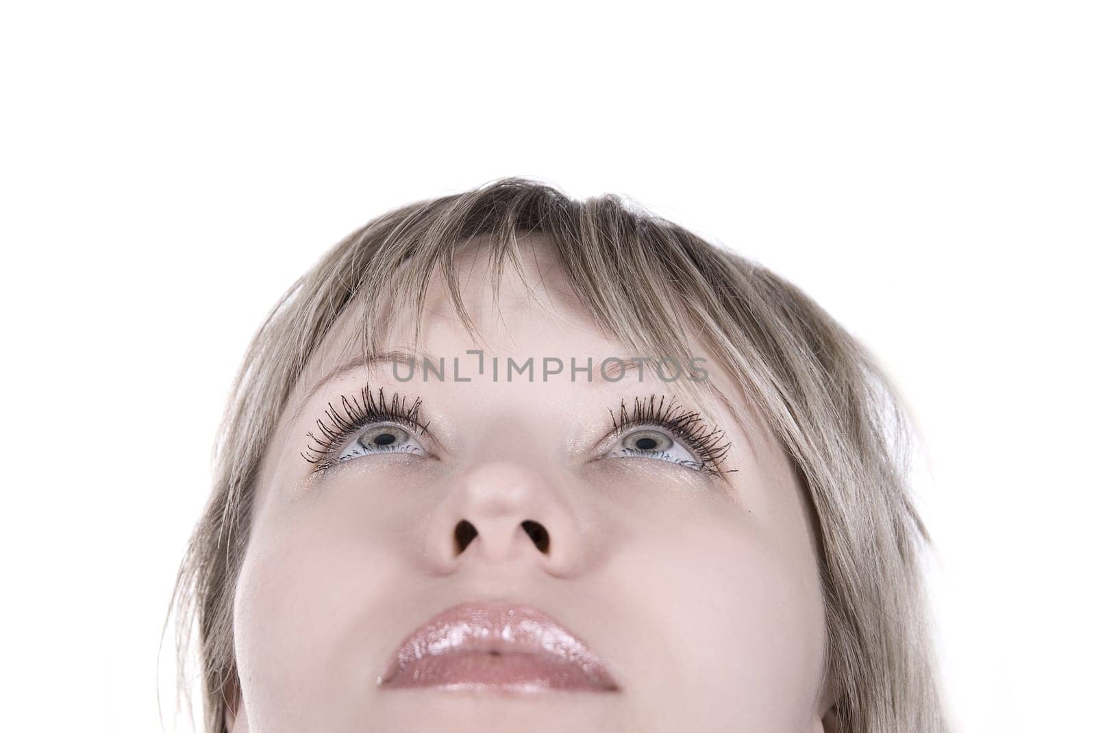 Half face portrait of a beautiful lovely woman