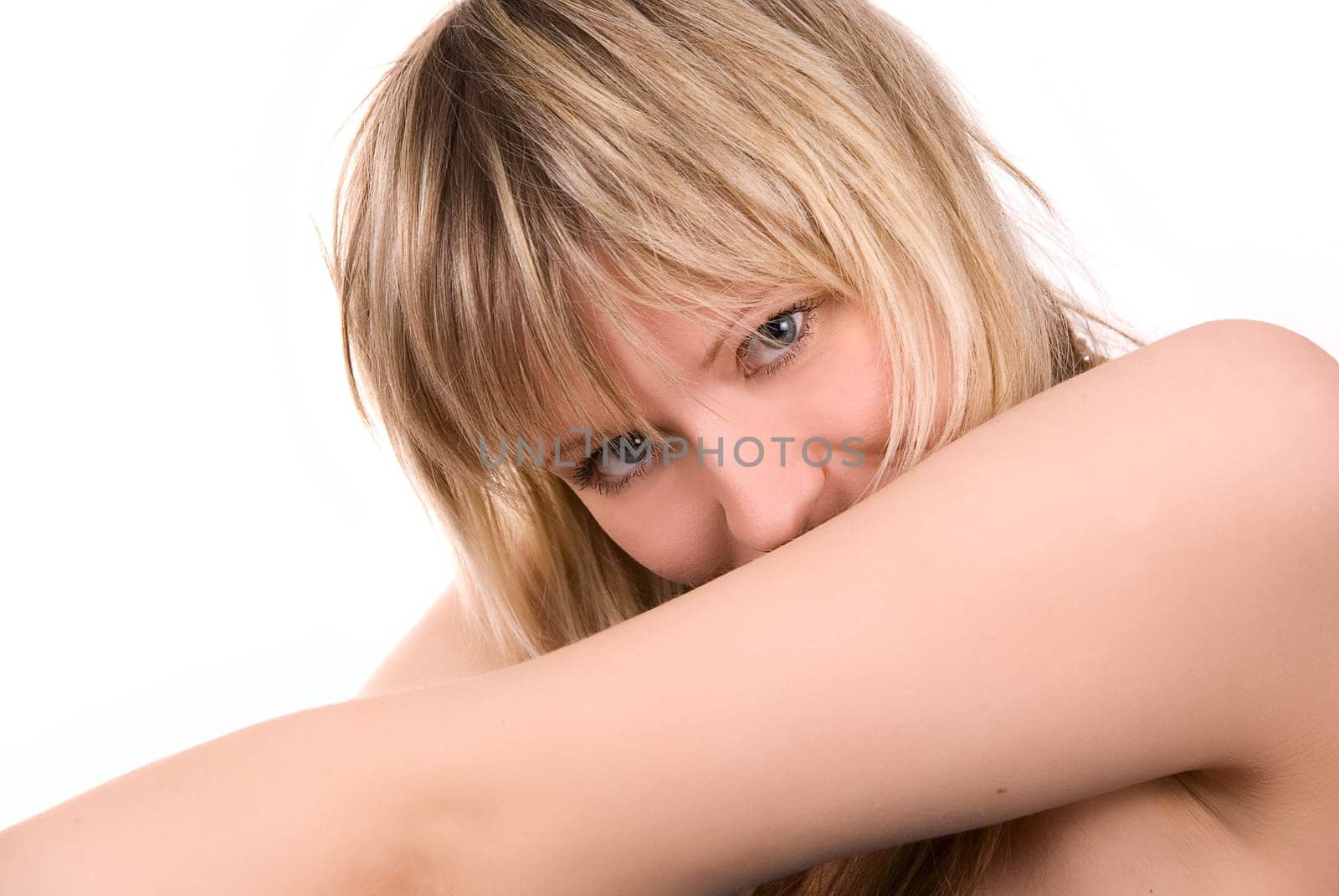 lovely blonde girl isolate on white