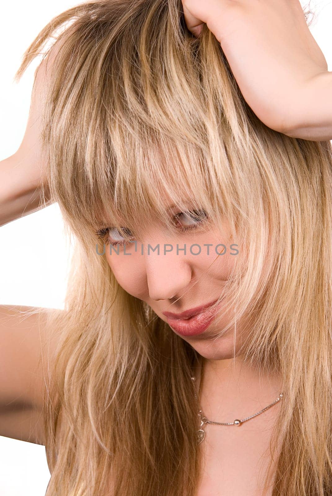 Sexy blonde girl isolate on white