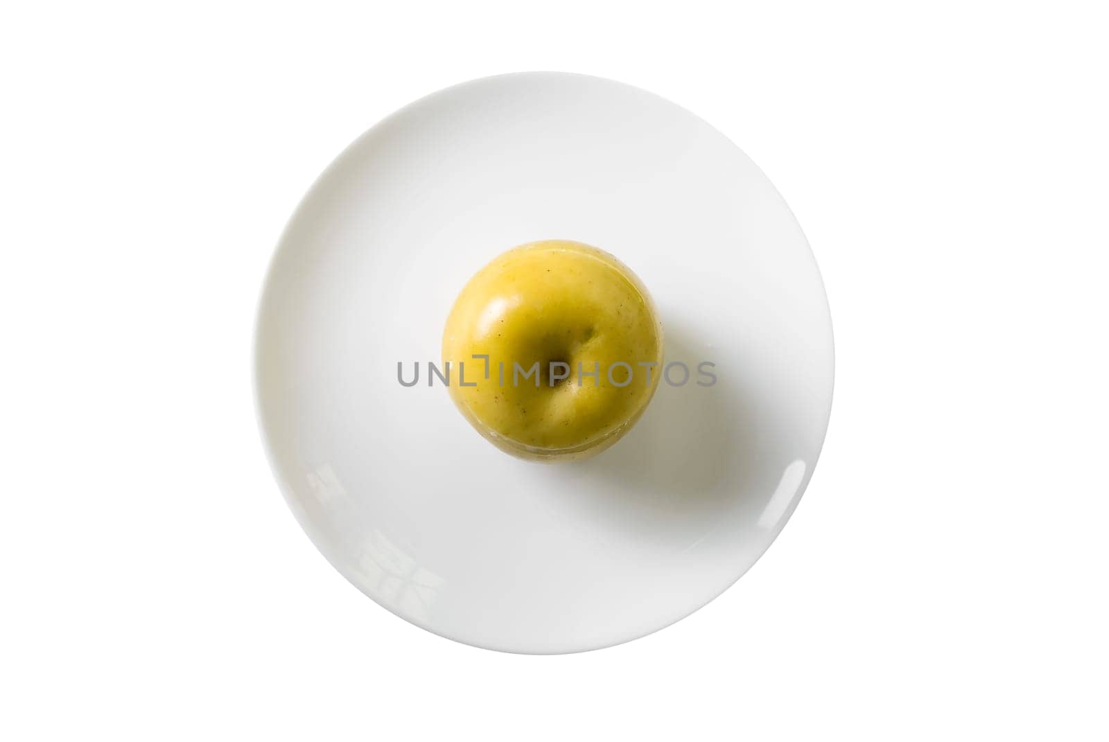 Apple dessert at plate isolated on white