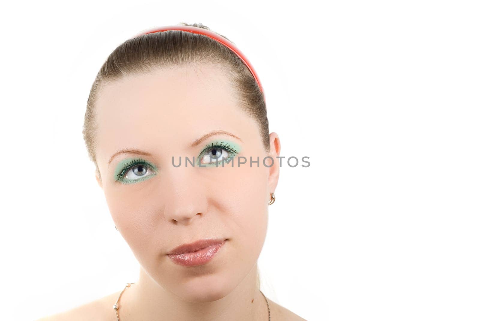 Dreaming girl isolated on white background