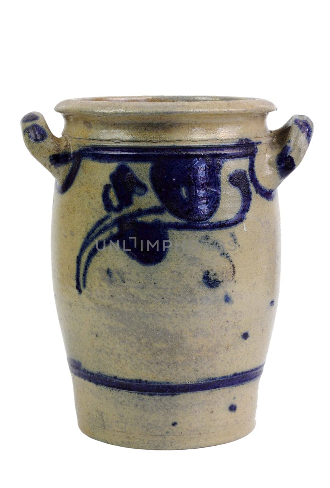 Rustic lard pot - white background