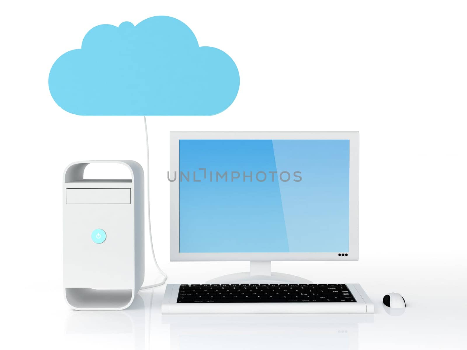 Desktop pc connected to cloud server  Note: All Devices design and all screen interface graphics in this series are designed by the contributor him self.