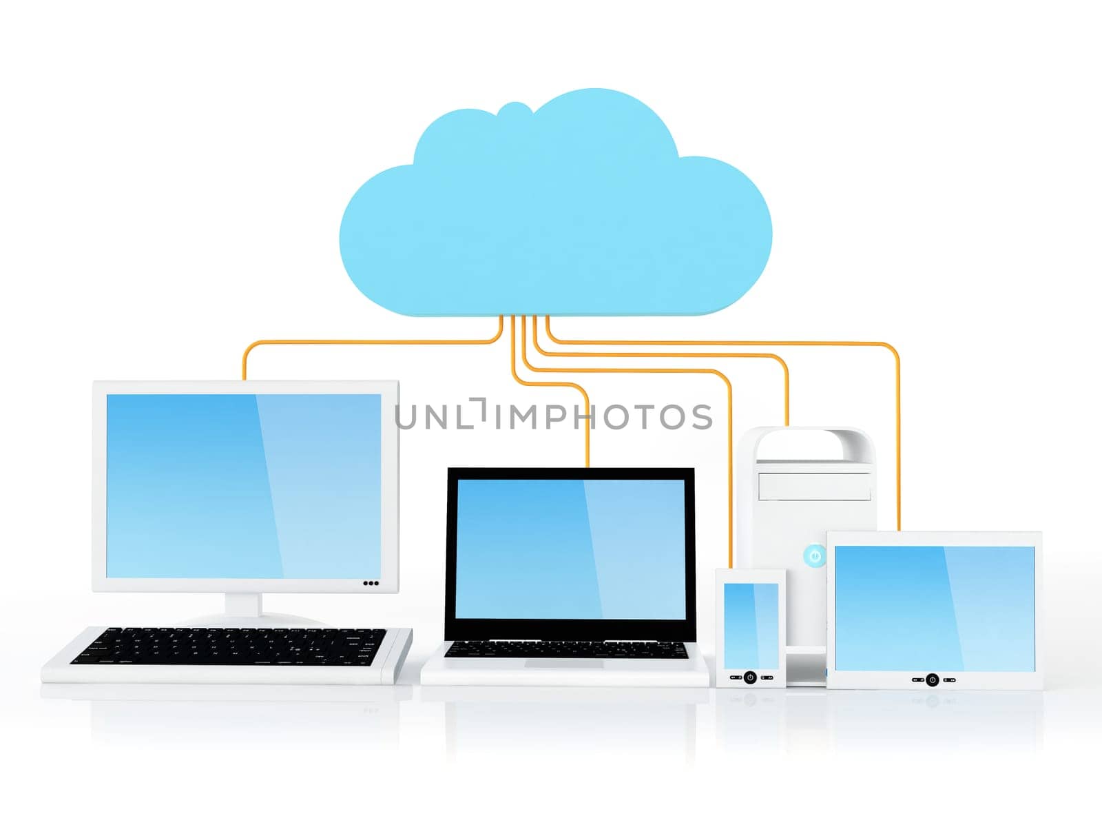 Home Electronic Devices connected to cloud server.  Note: All Devices design and all screen interface graphics in this series are designed by the contributor him self.