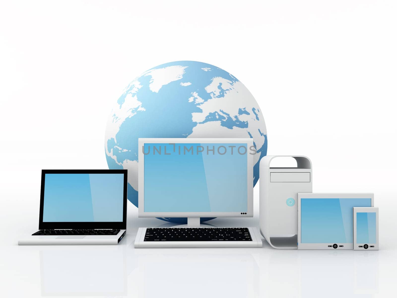 Computer Equipment isolated on white background - 3D Render
