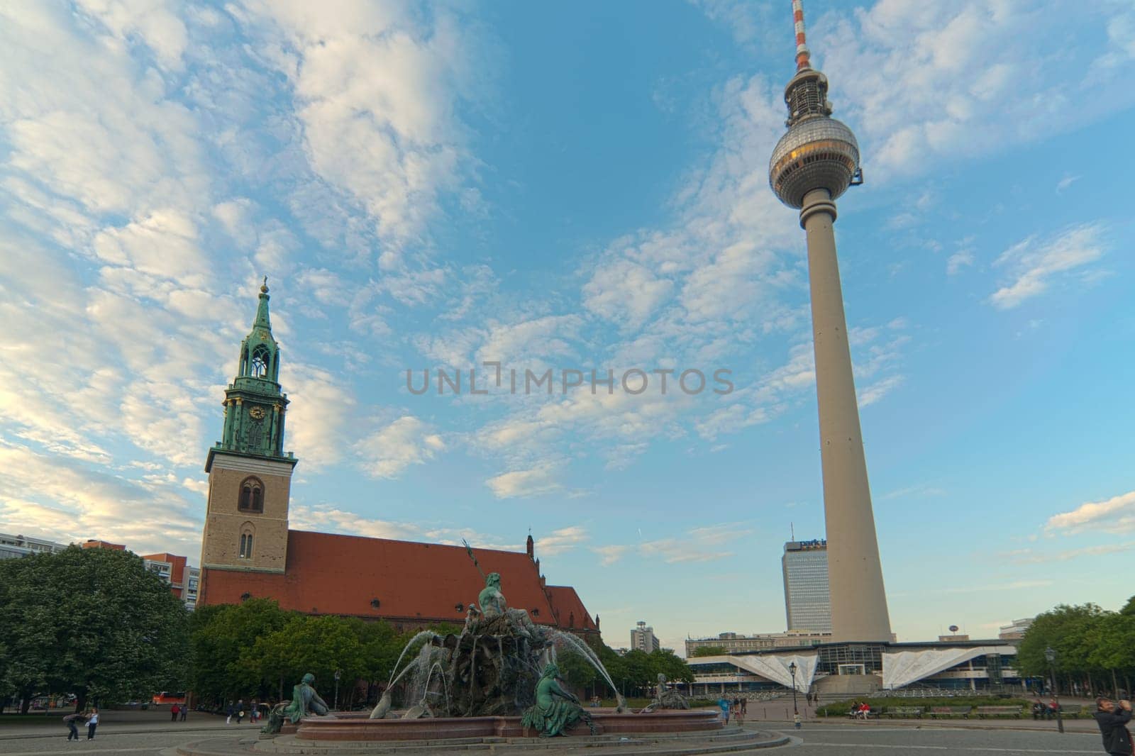 TV Tower and Church Tower at Alexanderplatz