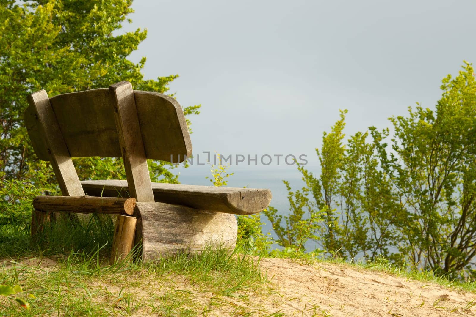 Bench on the cliffs on the Baltic Sea