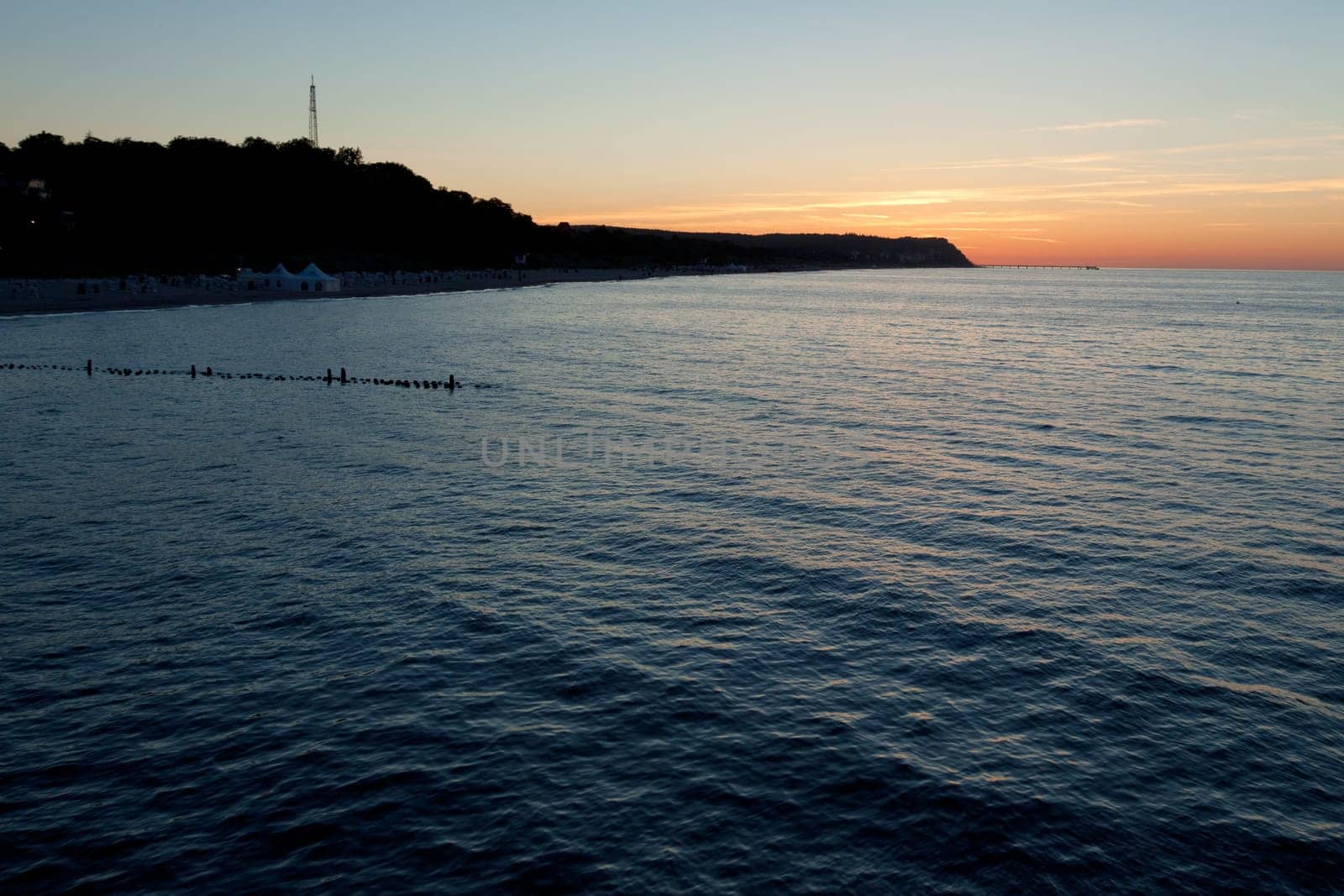 The dark water of the Baltic Sea in the evening