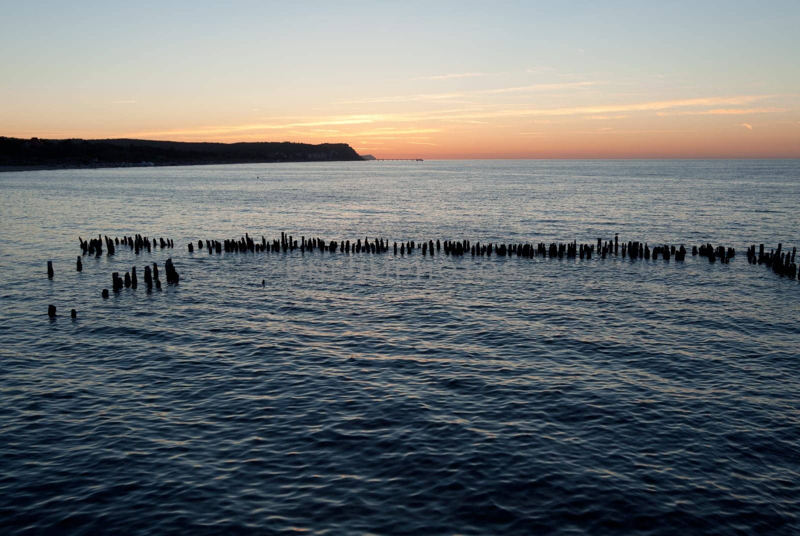 The dark water of the Baltic Sea in the evening