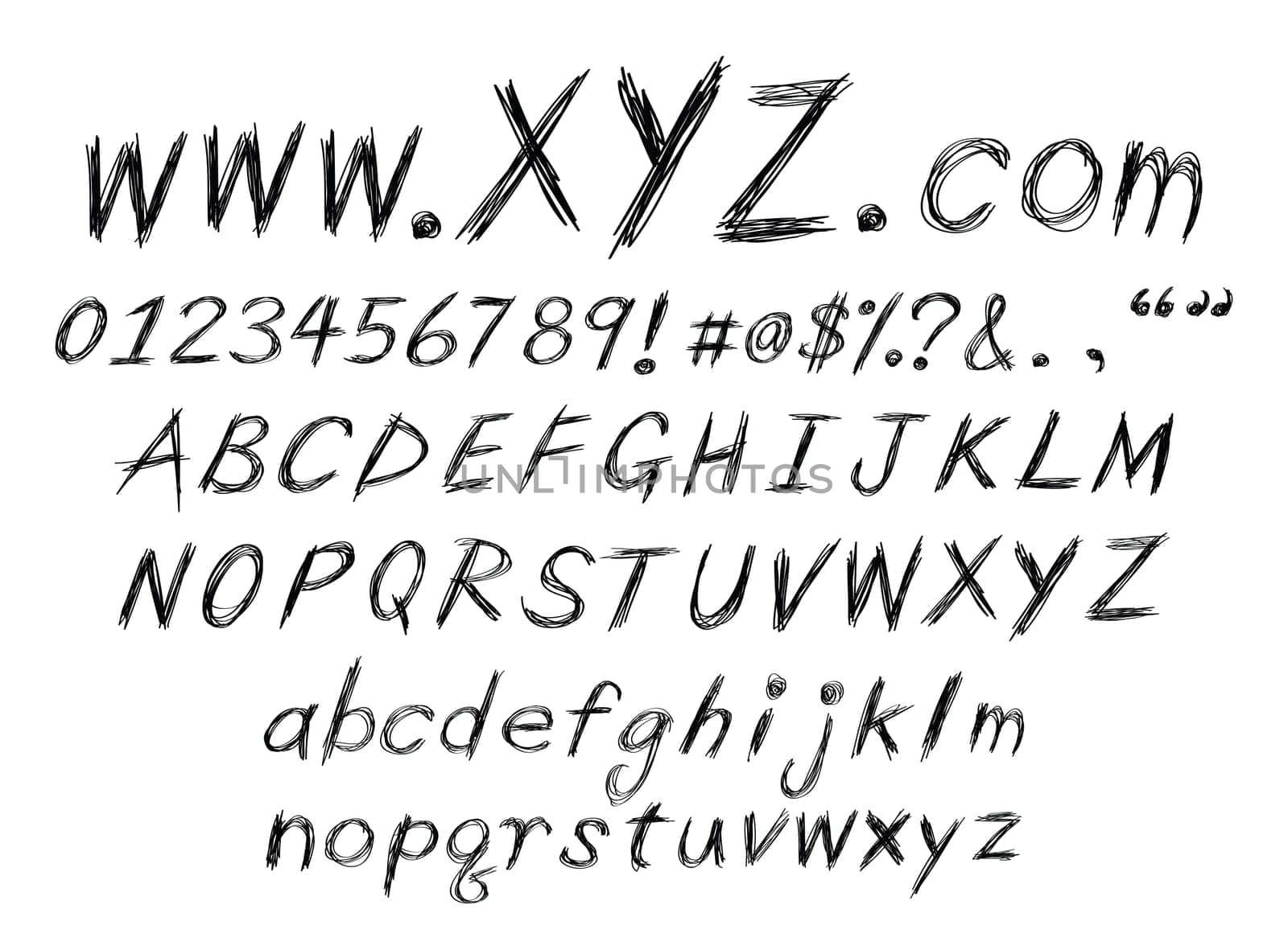 a set of sketch alphabet for design usage.