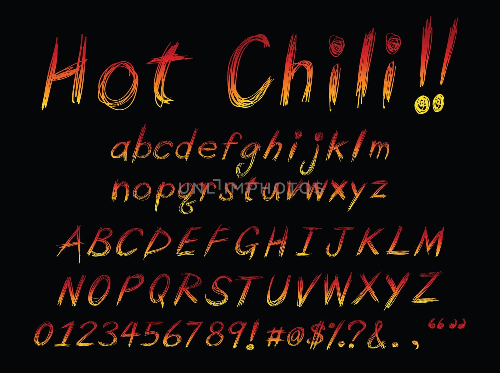 grunge style fonts to illustrate hot or fiery feeling. Handwriting style.