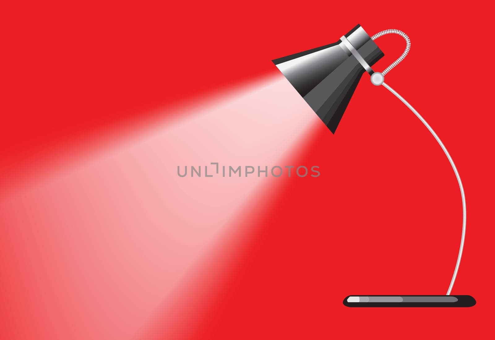 desk lamp with a red background, with a empty space under spotlight.