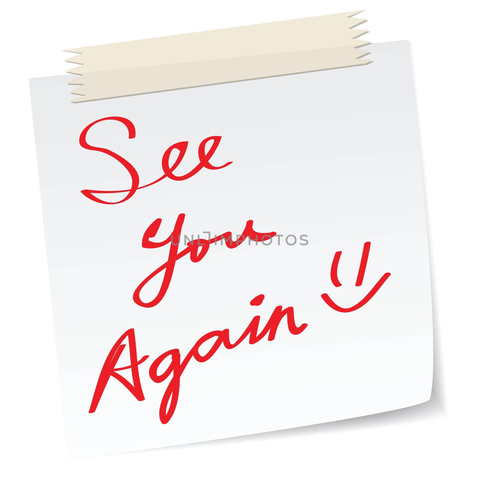 See you again message on a paper note, in handwriting message.