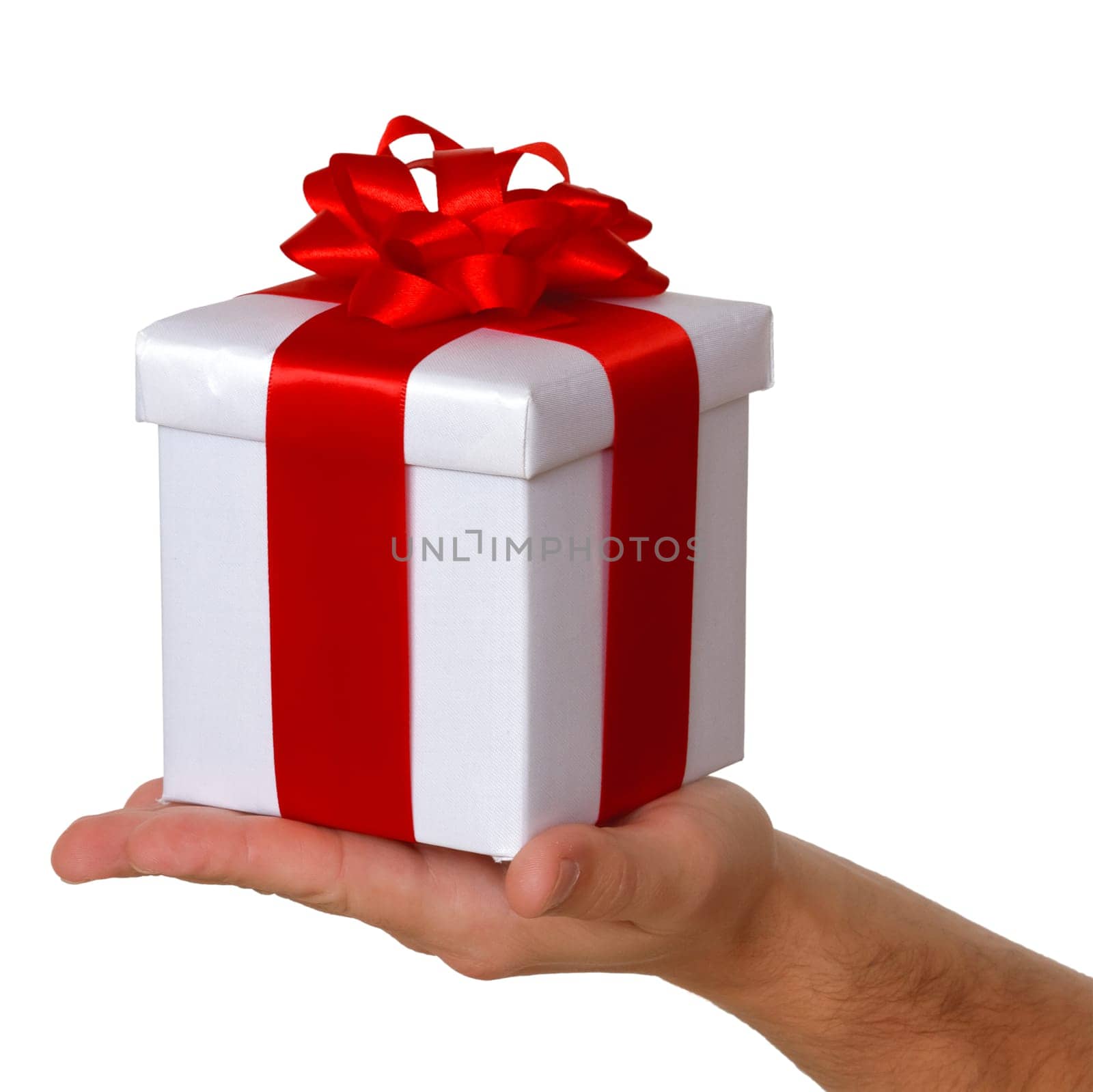 white gift box on hand