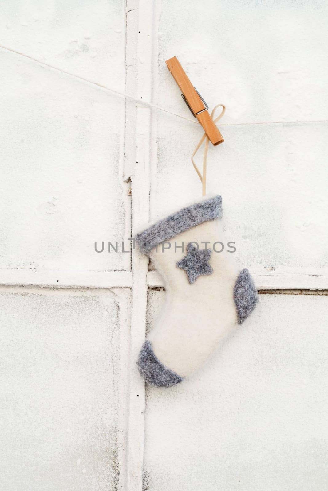 Christmas sock at the window