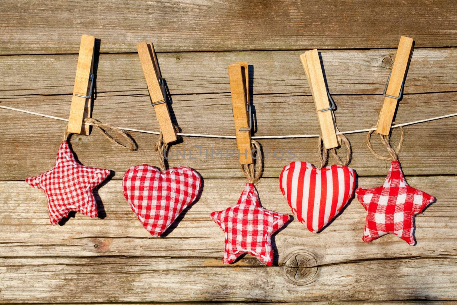 Christmas fabric hearts and stars