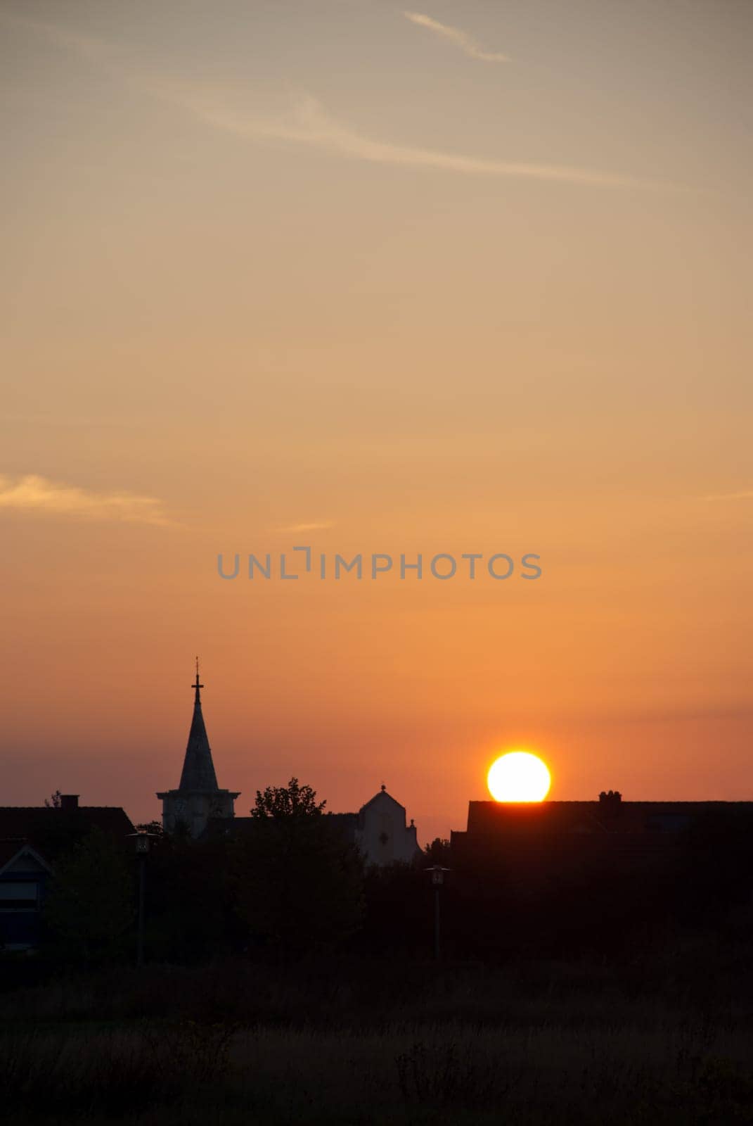 Sunrise over a village