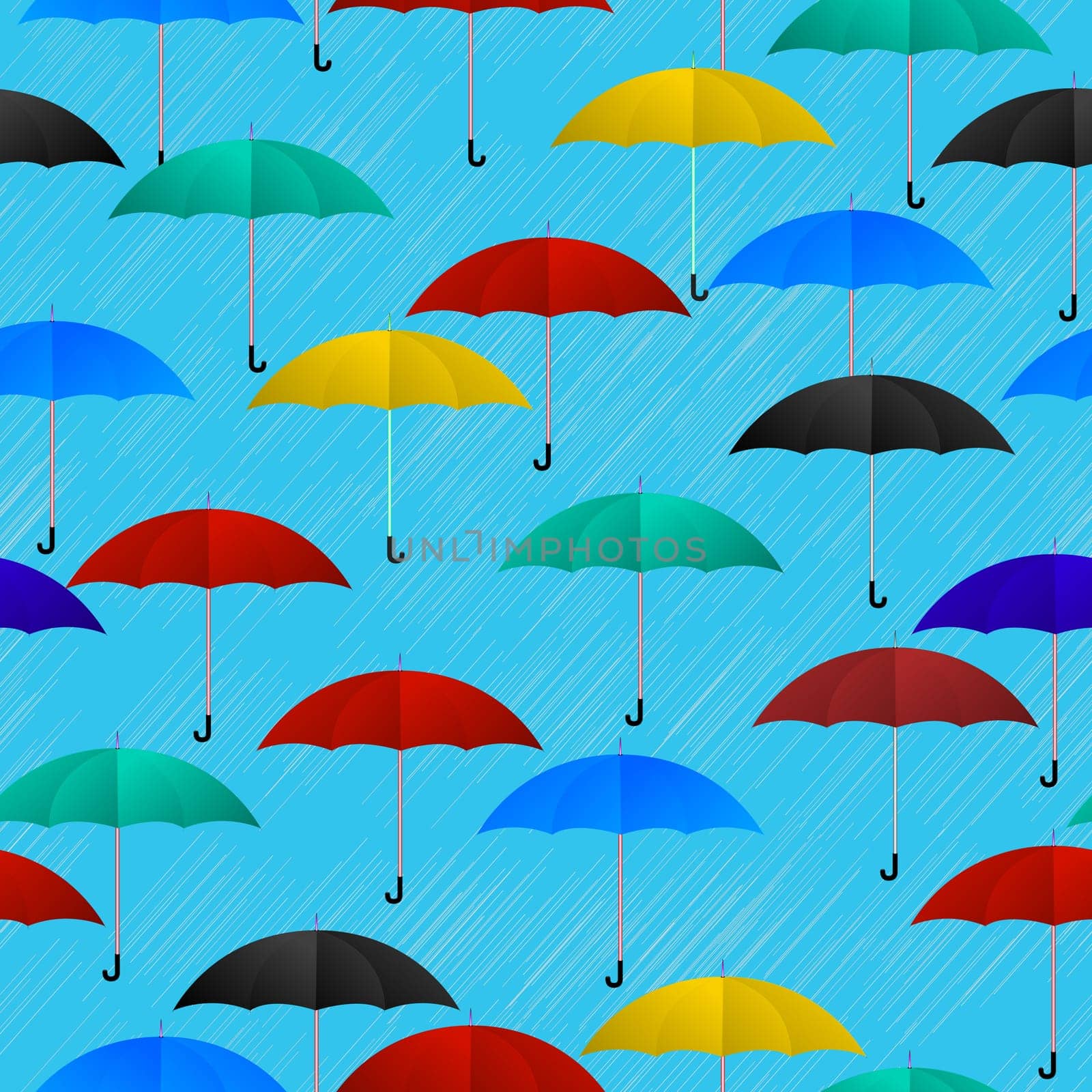 Seamless background pattern with colored umbrellas