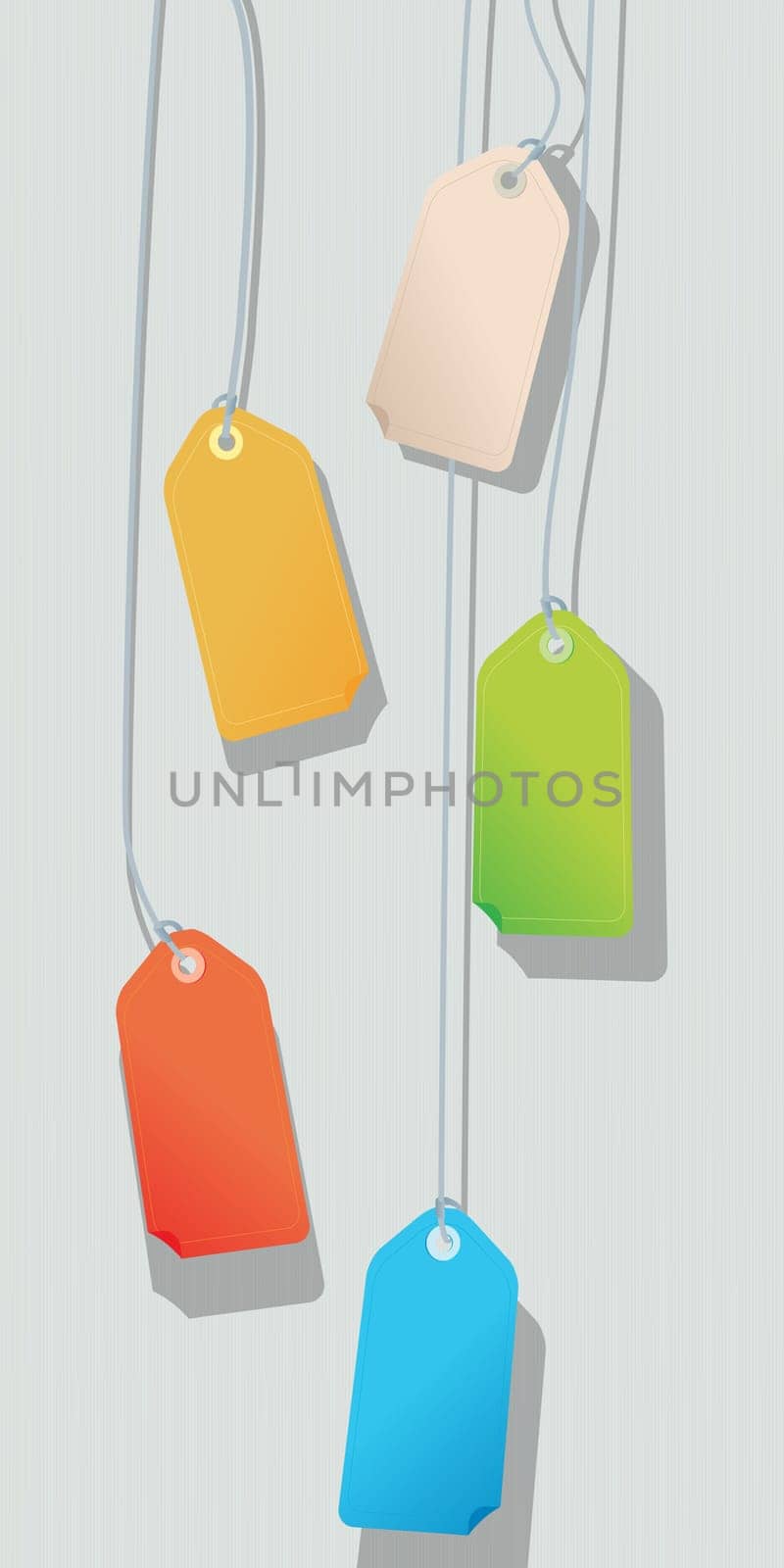 Color price tag collection over a striped background