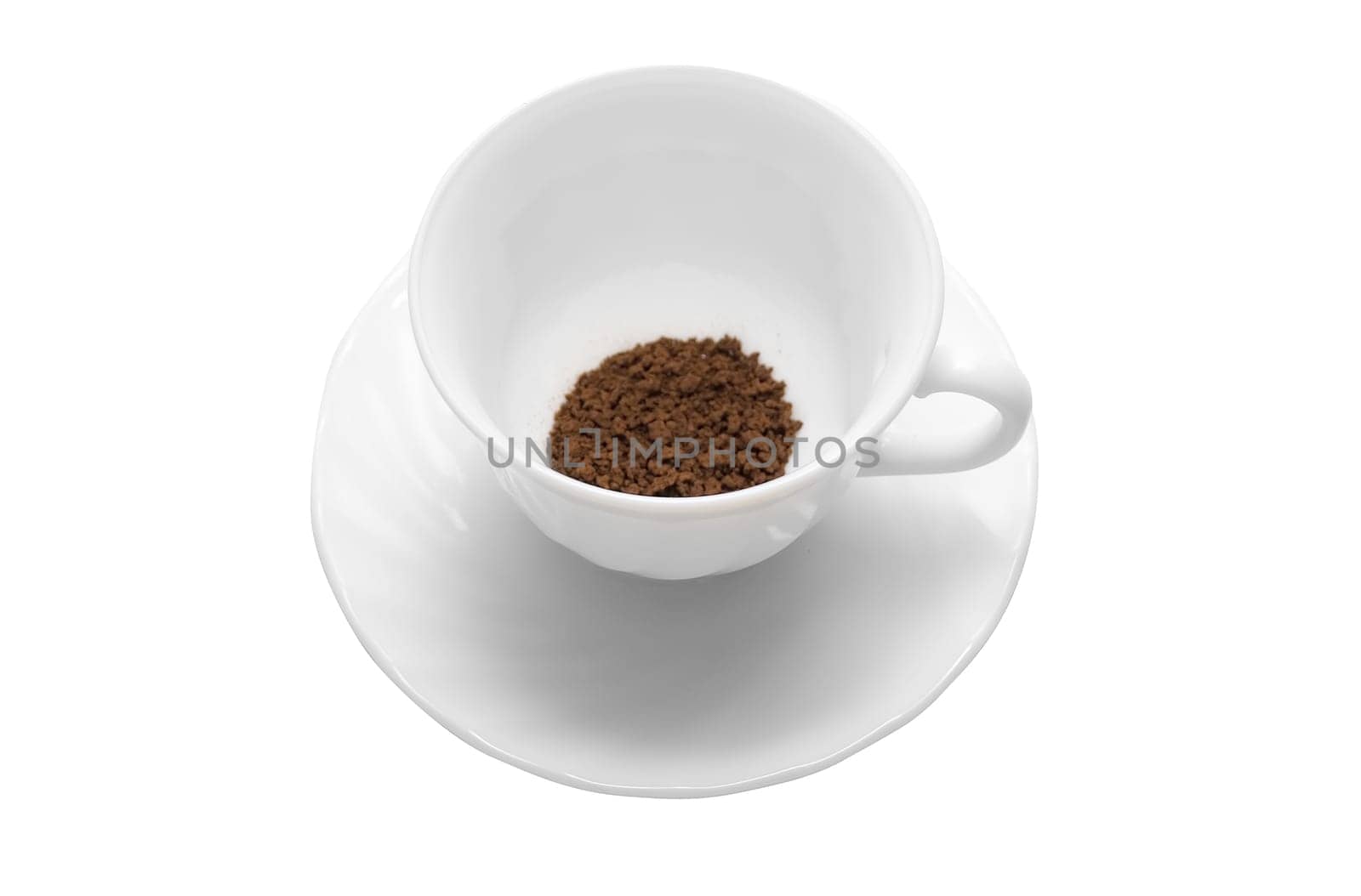 White cup of coffee isolated on white.