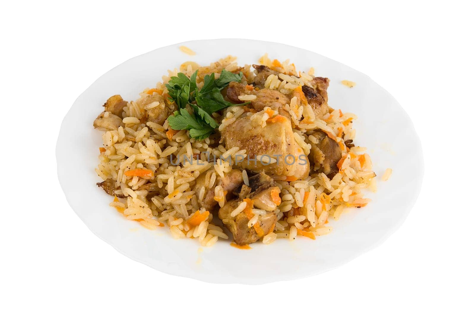 fine tasty pillau on white