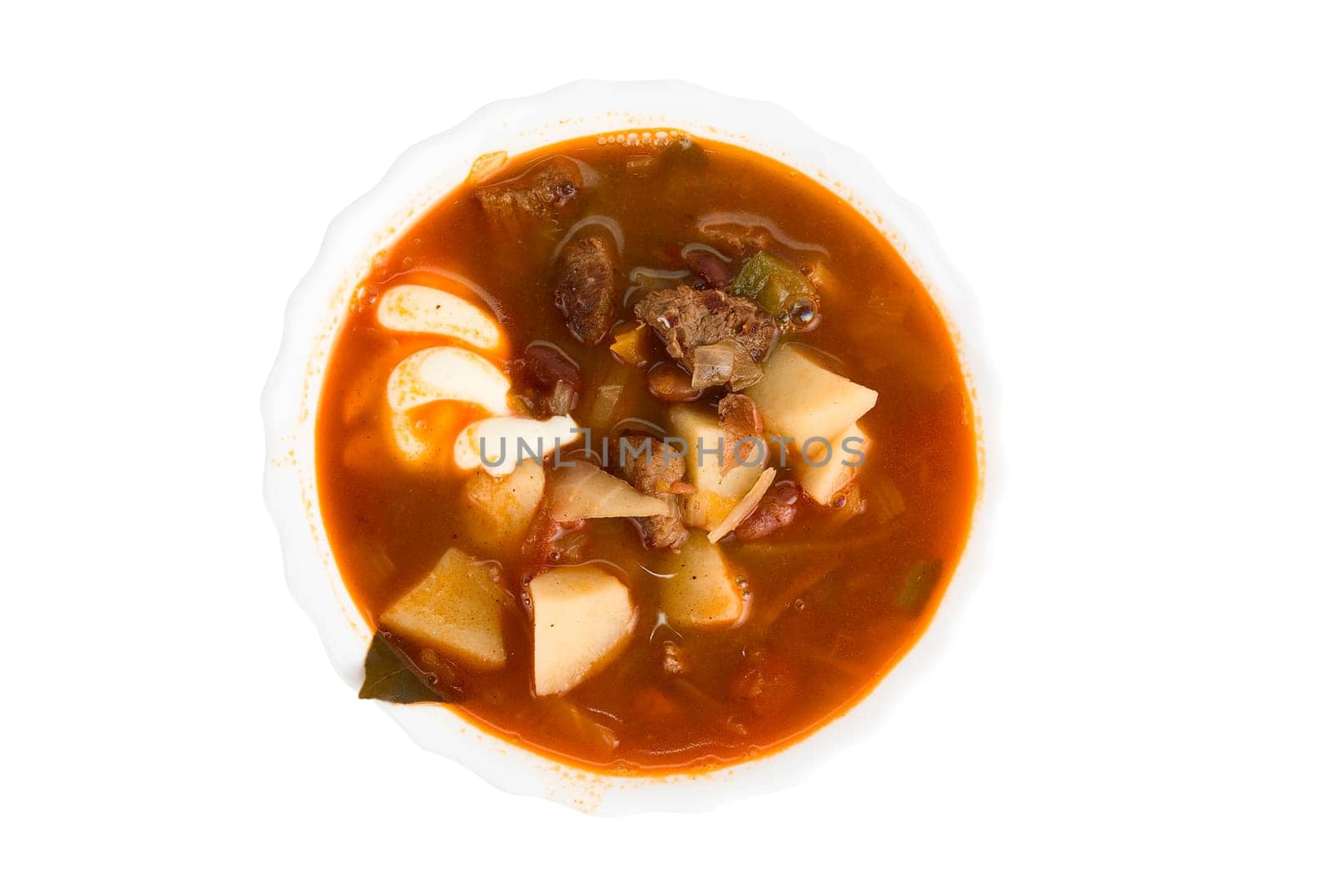 borscht soup in white isolated on white background