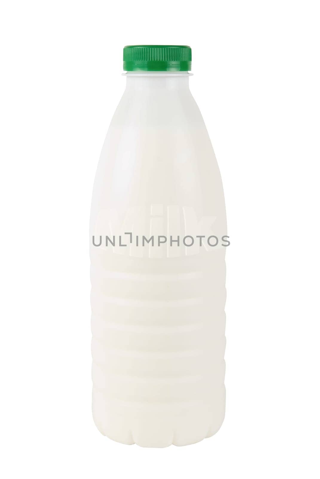 pouring fresh bottle of milk isolated over white